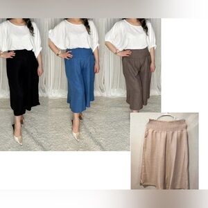 Stylish Wide-Leg Culottes in Black, Blue, and Brown